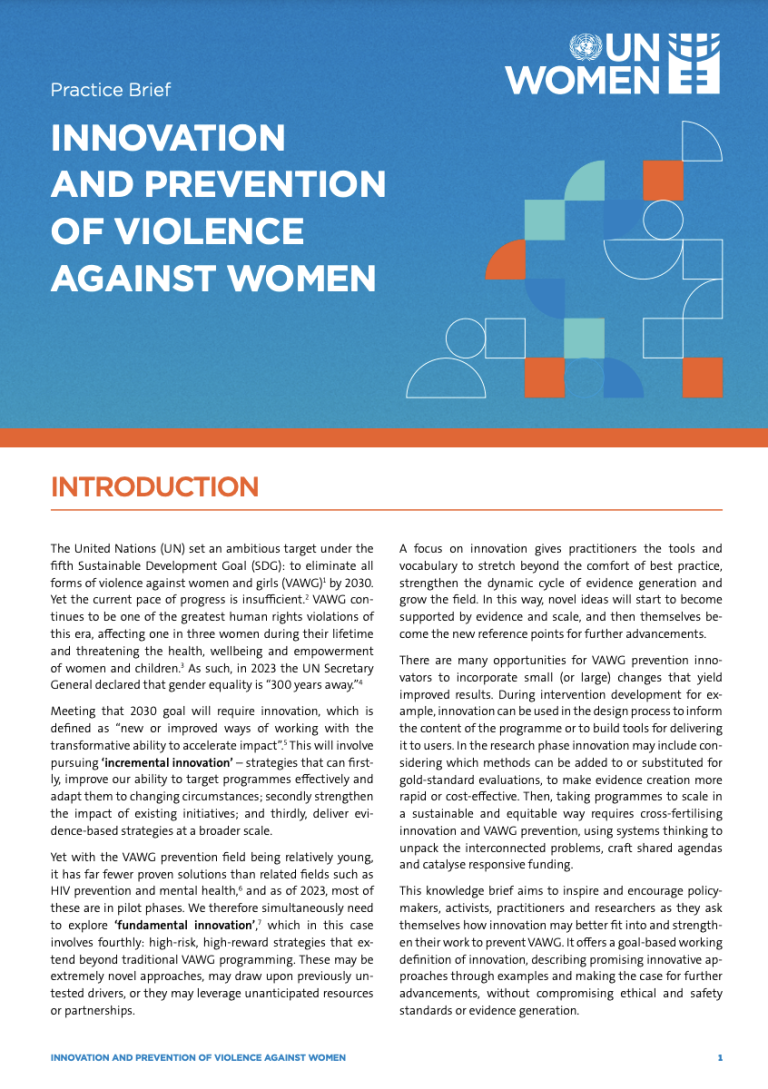 Innovation and prevention of violence against women - Women's ...